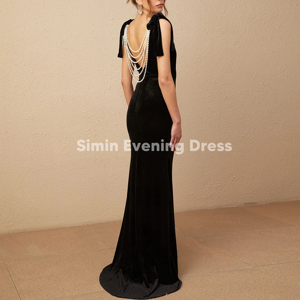 

Simin Customized Women's V-neck Backless Pearls Mermaid Saudi Evening Dresses With Sleeveless Floor-Length Elegant Dresses 2025