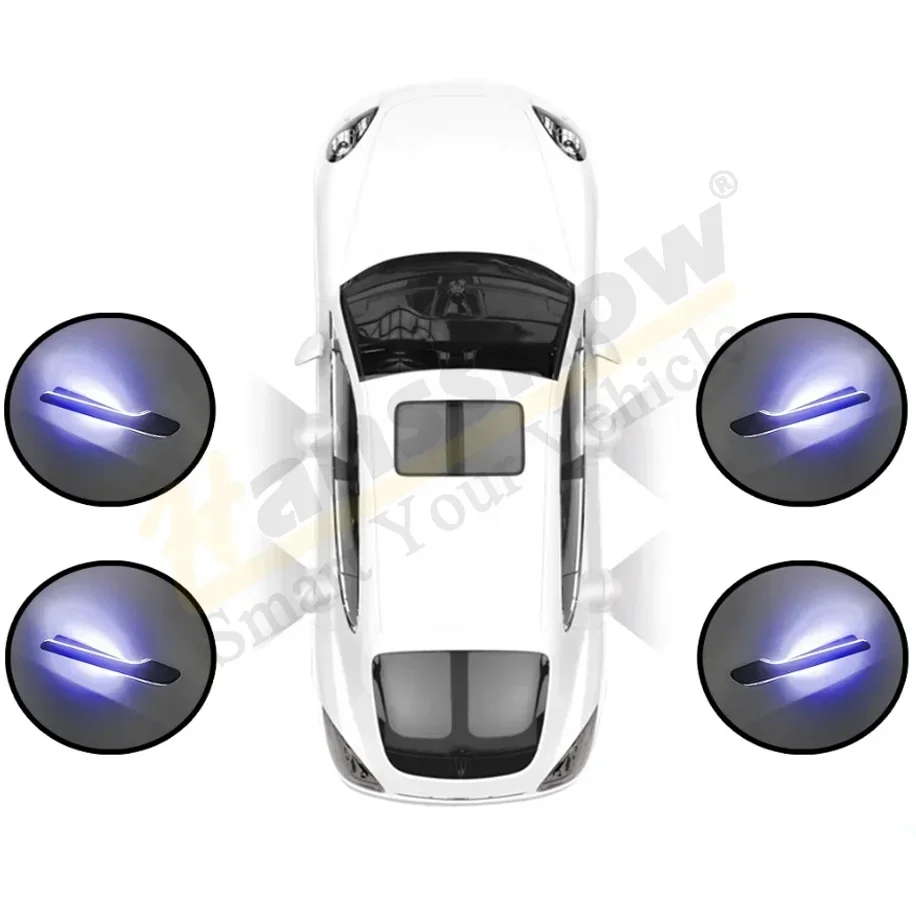 Hansshow modelo exterior do carro ambiente maçanetas elétricas para tela acessórios presente automático maçaneta da porta luzes coloridas