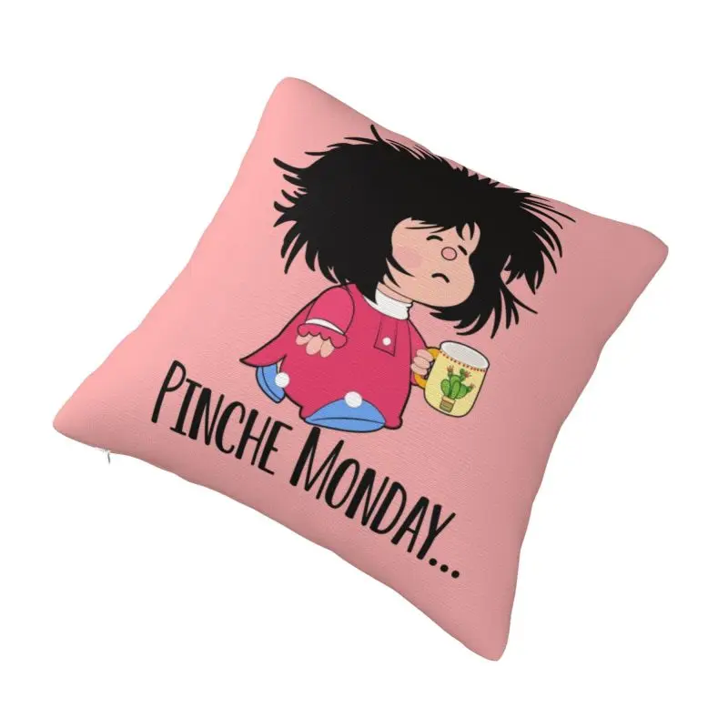 Custom Pinche Monday Funny Mafalda Cushion Cover 45x45cm Soft Quino Argentina Comic Throw Pillow for Sofa Square Pillowcase