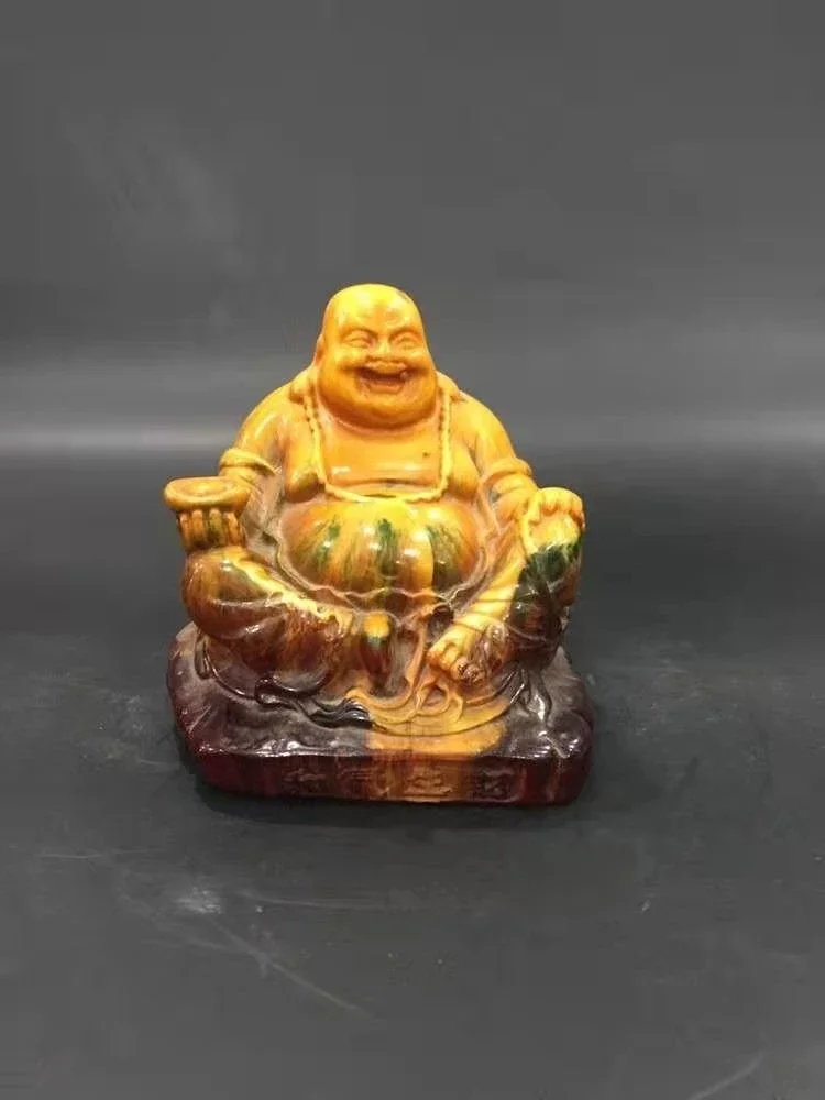 Elaborate Collectible Decorated Old Handwork Artificial Amber Resin Buddha Statue
