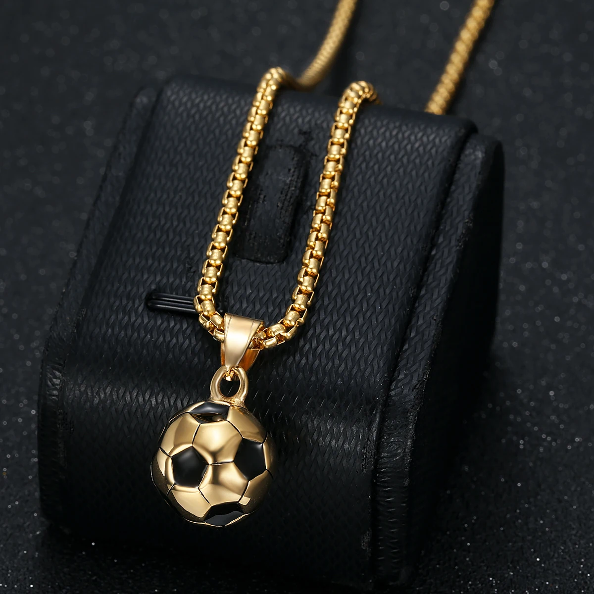 18k Gold Football Pendant Necklace for Men 316L Stainless Steel Minimalist Sports Jewelry Tarnish Free