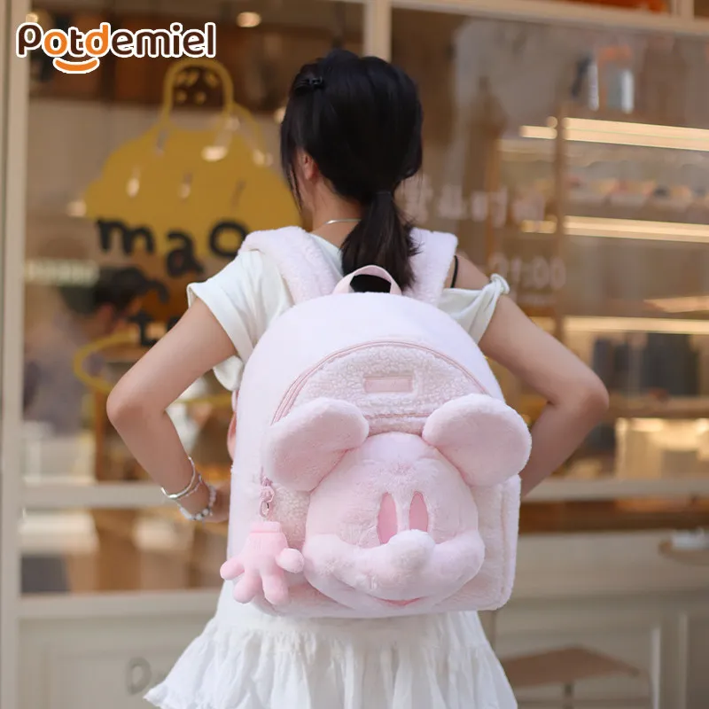 

Disney Mickey Plush Backpack Cute Cartoon Backpack Design Shoulder Bag Sweet Girl Backpack Travel Bag Christmas Gift