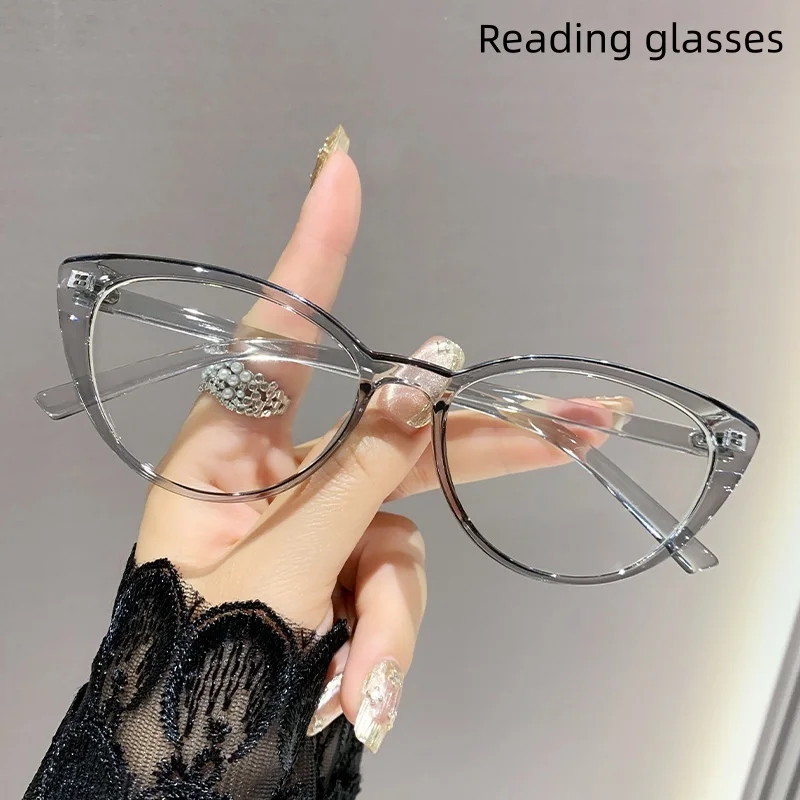 European and American Fashion Cat-Eye Eyeglass Frames for Women, Trendy Reading Glasses with Blue Light Protection