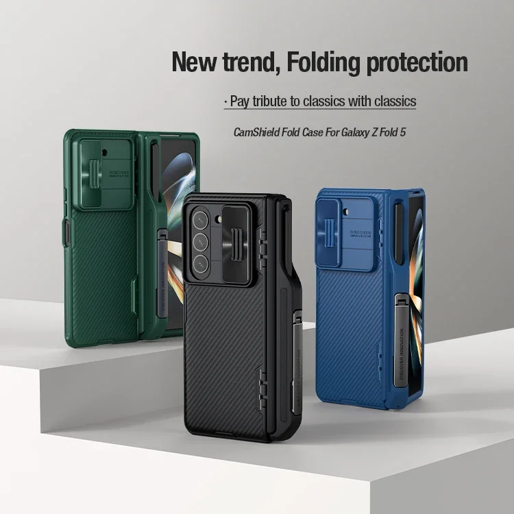 

NILLKIN for Samsung Galaxy Z Fold 5 W24 CamShield Fold Case Pen holder protective anti fall anti slipe phone holder bracket case