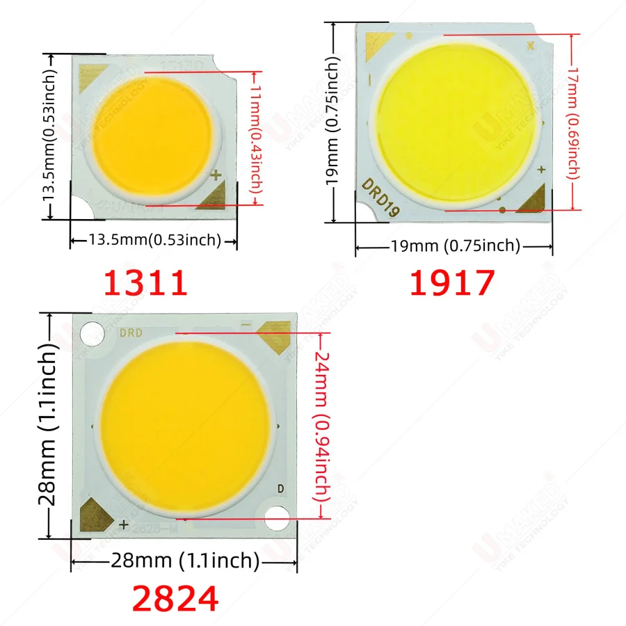 3- 80W 1313 1919 2828 High Lumen Chip 120-130lm Indoor Light LED COB 80Ra 90Ra+ for DIY Lamp Repairing