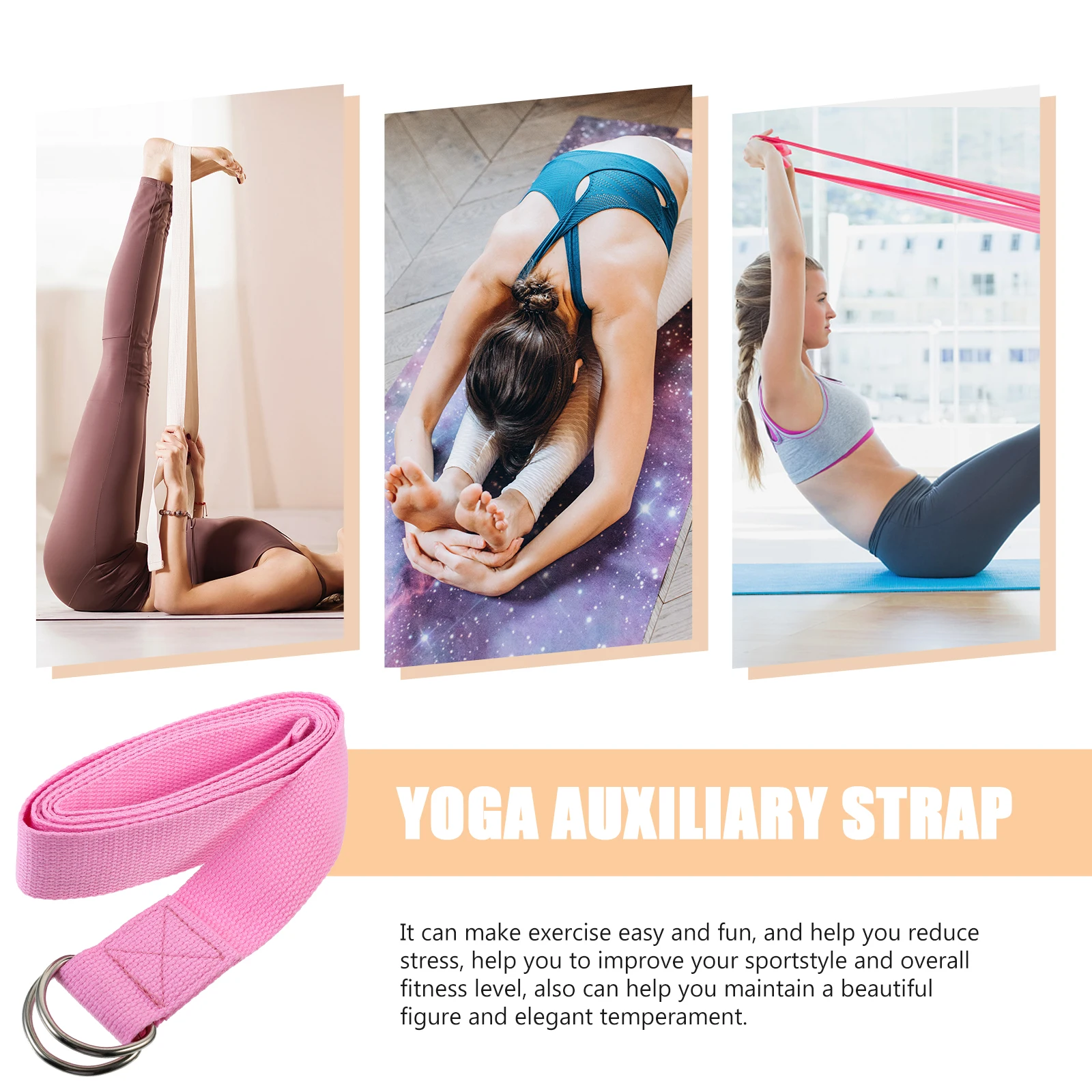 

1PC Premium Yoga Tension Strap Stretch Belt for Fitness Therapy Posture Correction Muscle Relaxation Elastic
