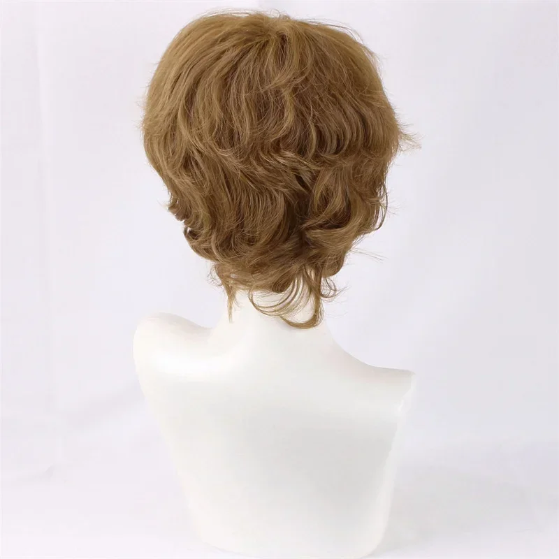 New sweet tooth Gus Cosplay Wig Men brown fluffy short curly hair wig Halloween play rode wig cap free