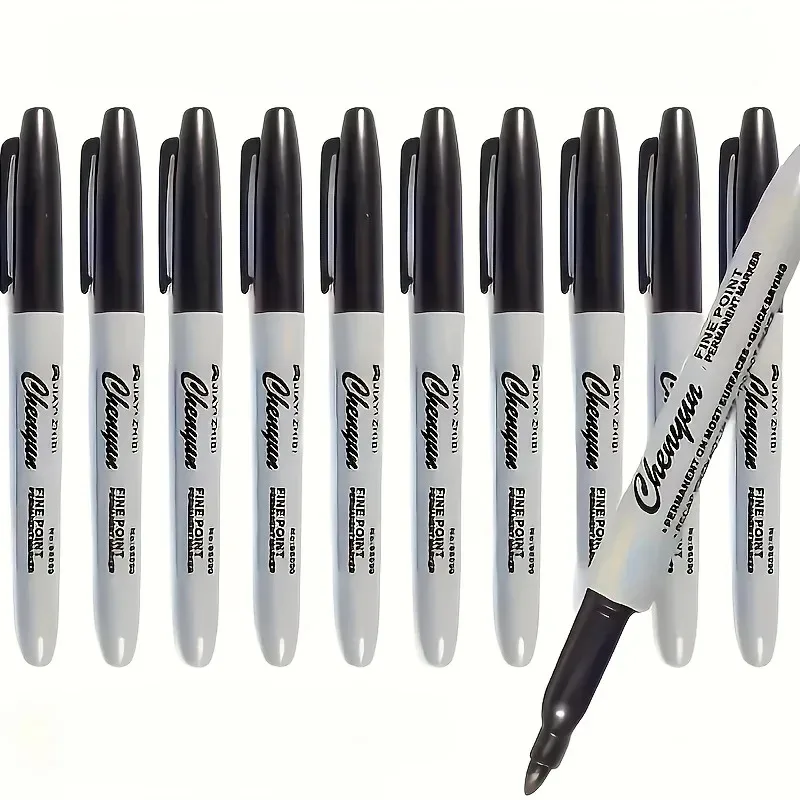 5/10 Pack Fine Point Black Permanent Marker Quick Drying Anti‑Bleed Office Stationery Supplies