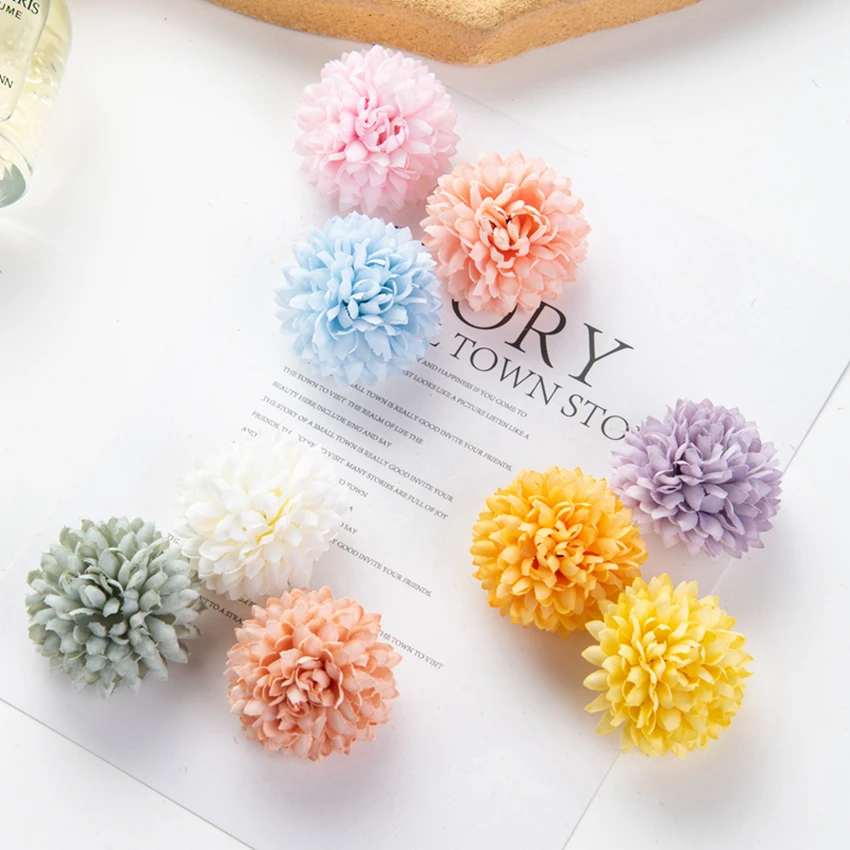 

100Pcs Artificial Flower Silk Ball Hydrangea Wedding Outdoor Garden Home vase Decor Christmas Garland Diy Scrapbook Candy Box