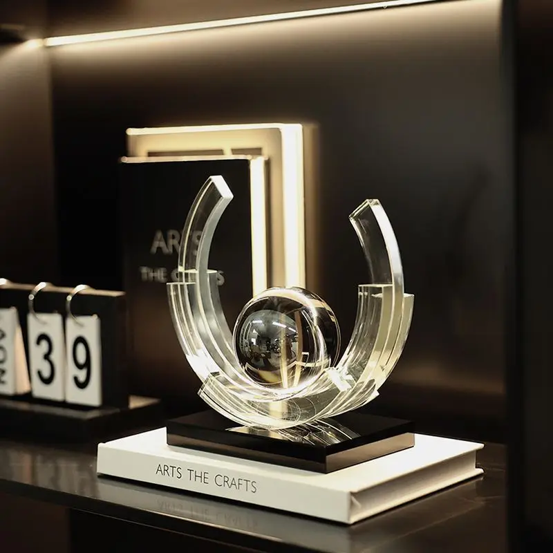 

French-style Elegant Crystal Sphere Abstract Ornament – Unique High-End Designer Decor for Living Rooms, Entrances, Sideboards