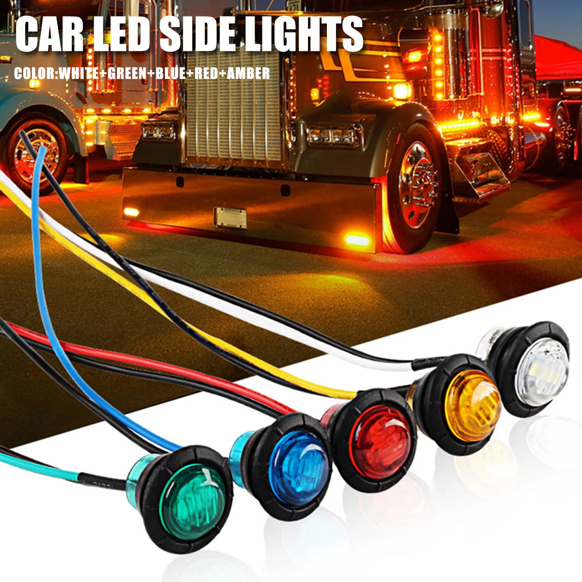 

10PCS 24V Truck Trailer Mini Round Shape LED Side Marker Lights DRL Van Bus Offroad Clearance Light Signal Indicator Lighting
