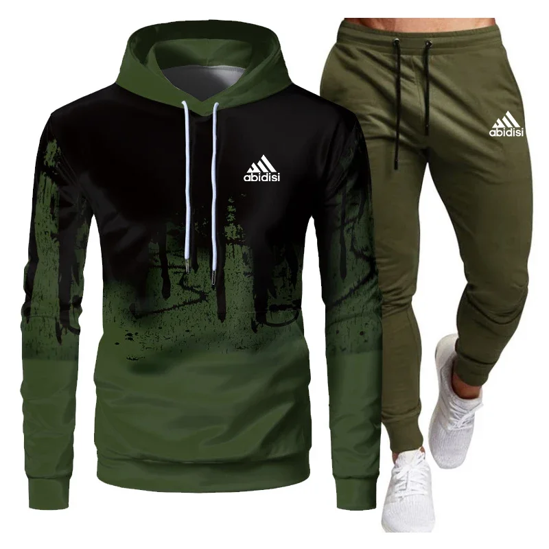 Tracksuit Men Sets Winter Hoodies Pants 2 Piece Set 2023 Running Hoody Mens Brand Sweatshirt Sport Joggers Sweatpants Suit Male