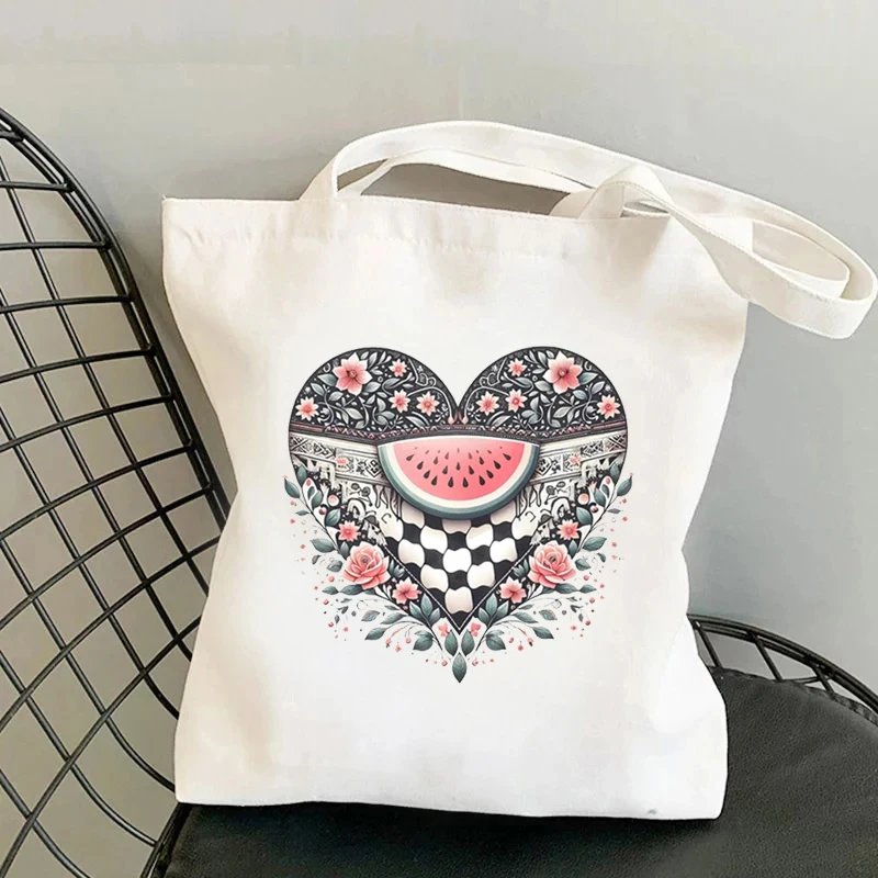 This Is Not A Watermelon Canvas Tote Bags Large Capacity Travel Shopping Supermarket Bag Fashion Simple Shoulder Bag Organizer