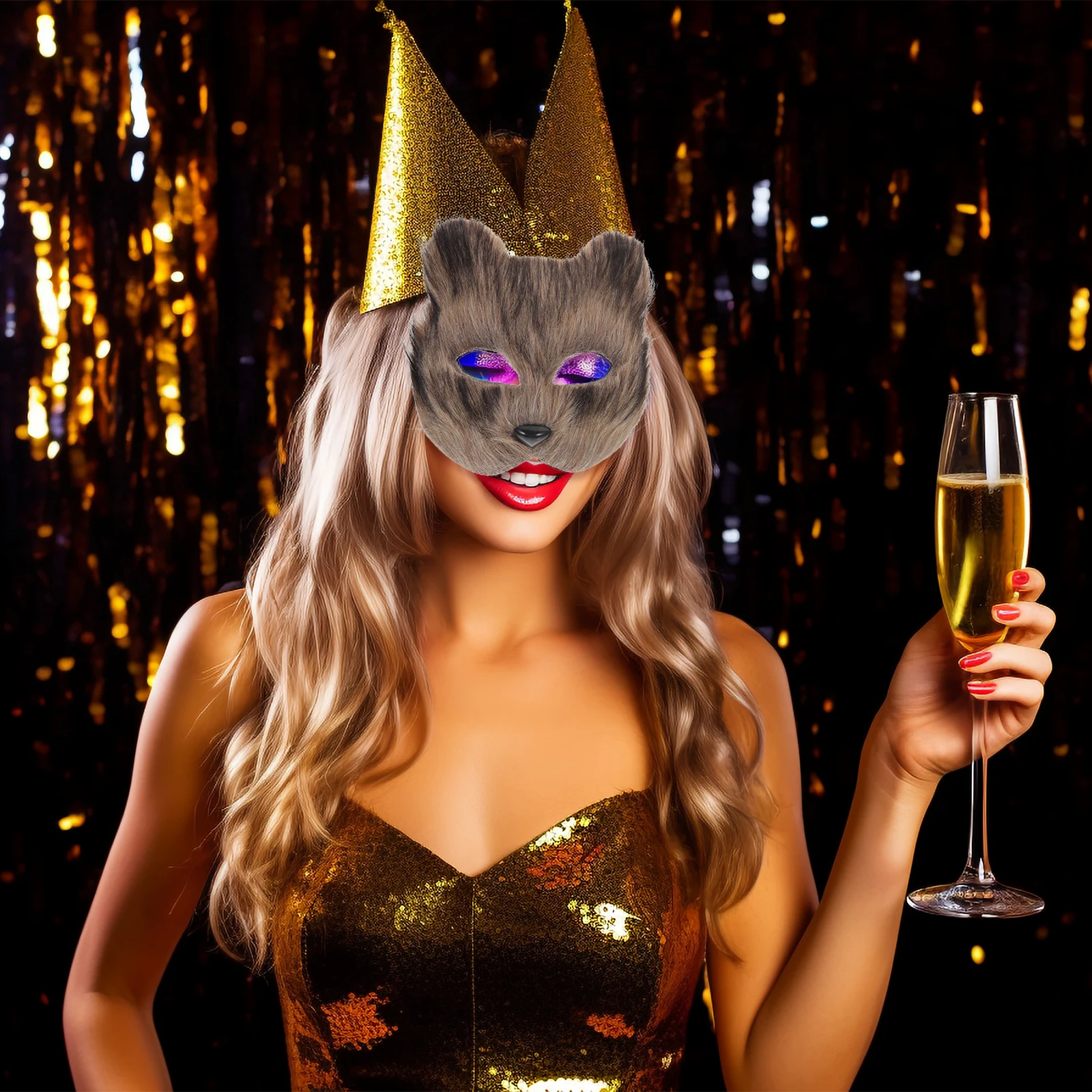 

2 Pcs Fox Mask The Costume for Women Prom Cosplay Party Prop Halloween Animal Plastic Accessories Man