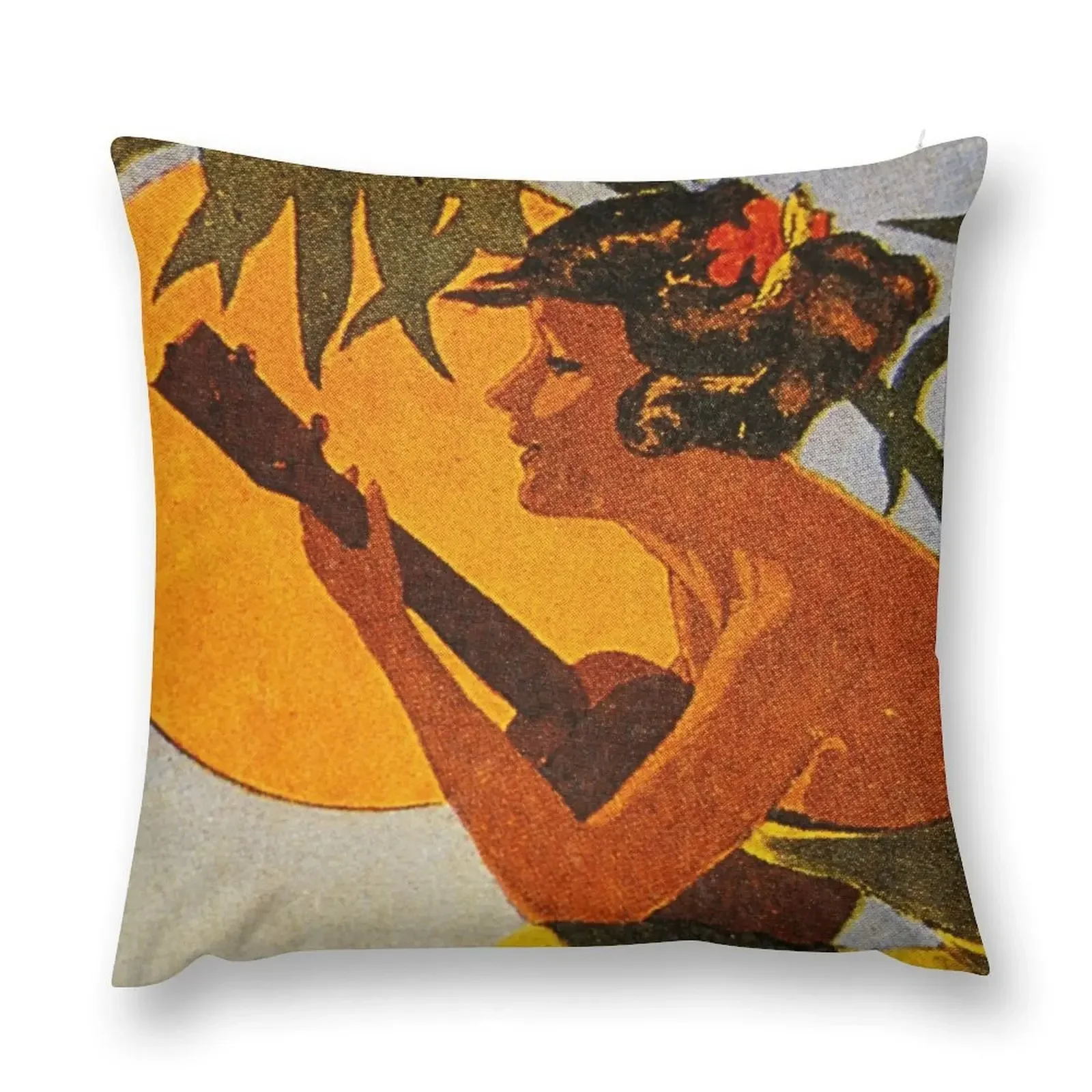 Hula Girl Playing the Ukulele Throw Pillow Decorative Cushions For Living Room covers for pillows Sitting Cushion pillow