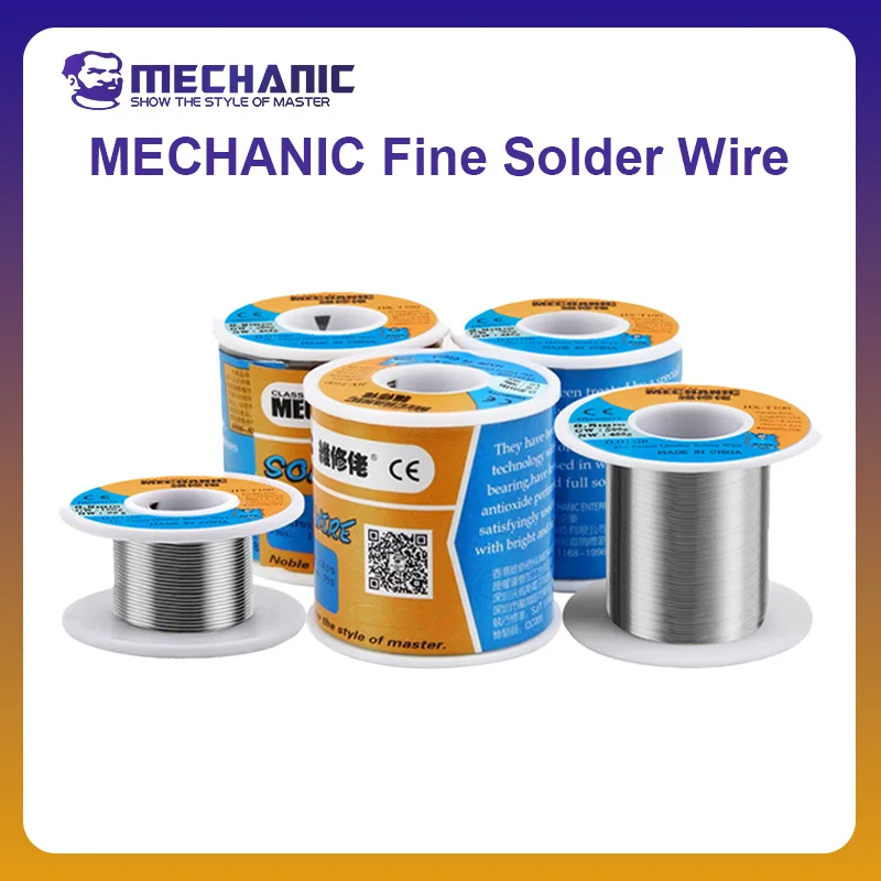 

MECHANIC OFFICIAL HX-T100 55G High Purit Low Melting Point Fine Solder Wire Rosin Core 0.2mm-1.2mm For Mobile Phone Repair