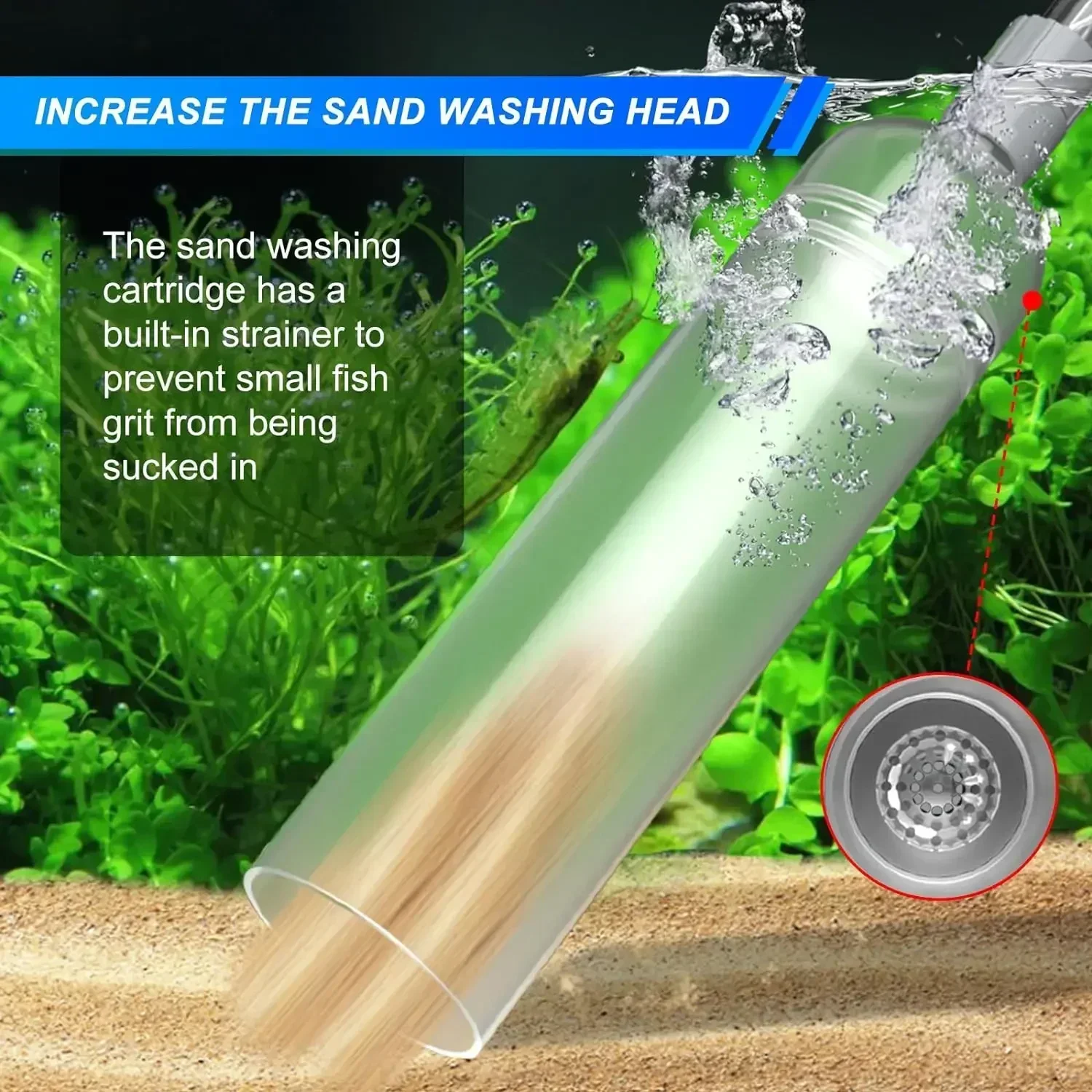 Aquarium-Siphon-Vakuum für Kies, Großer Wasserwechsler, Aquarium-Sandreiniger und Wasserwechsel-Reinigungsset mit Verlängerungsrohr – Detail 3