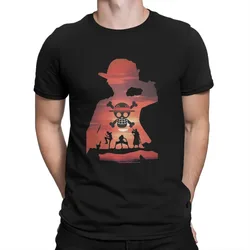 Men's T-Shirts Cool Vintage Pure Cotton Tee Shirt Short Sleeve One Piece Luffy Cartoon T Shirt O Neck Clothing Party