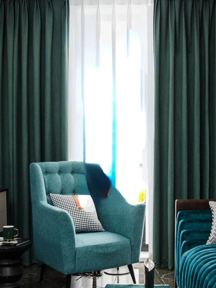 Blackout Thickened Sound Insulation Curtains for Living Room Bedroom Sunscreen Shade Modern Minimalist Finished Custom Size