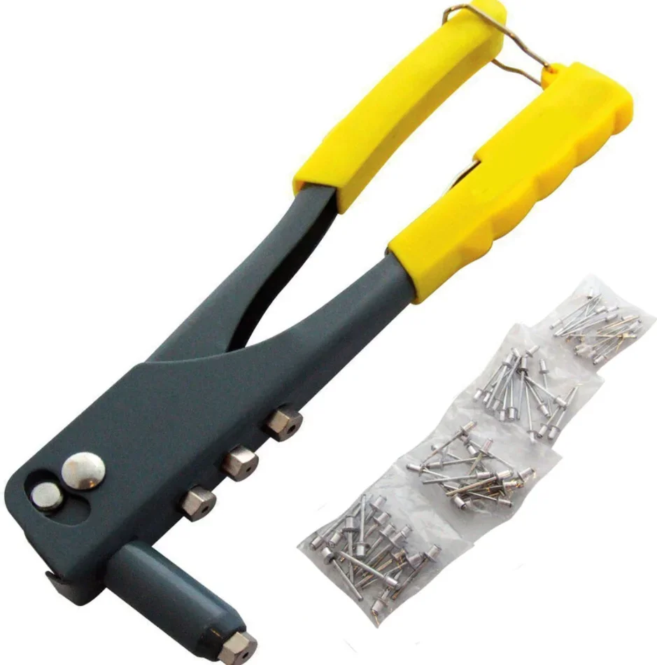 

Yellow Rivet Pliers+B2005-60pcs Bagged Aluminum Rivet 2.4/3.2/4.0/4.8mm Combo Set Wire Twisting Tool Wire Cable Cutters