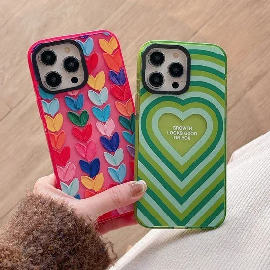 

2.0 Version Acrylic Upgrade Border Heart Phone Case Cover for IPhone 11 12 13 14 15 Pro Max Case for IPhone 15 Pro Max