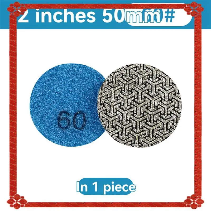 24-Hour Delivery 2 Piece 2Inch/50Mm Electroplated Diamond Polishing Pad Tile Glass Metal Wood Grinding Deburring Disc P60