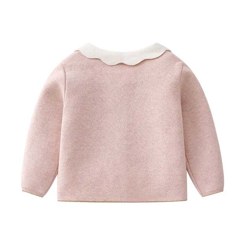 2023 Autumn Baby Girl Knitted Cardigan + Skirt Set Pink Long Sleeve Fashion Girls Outfits