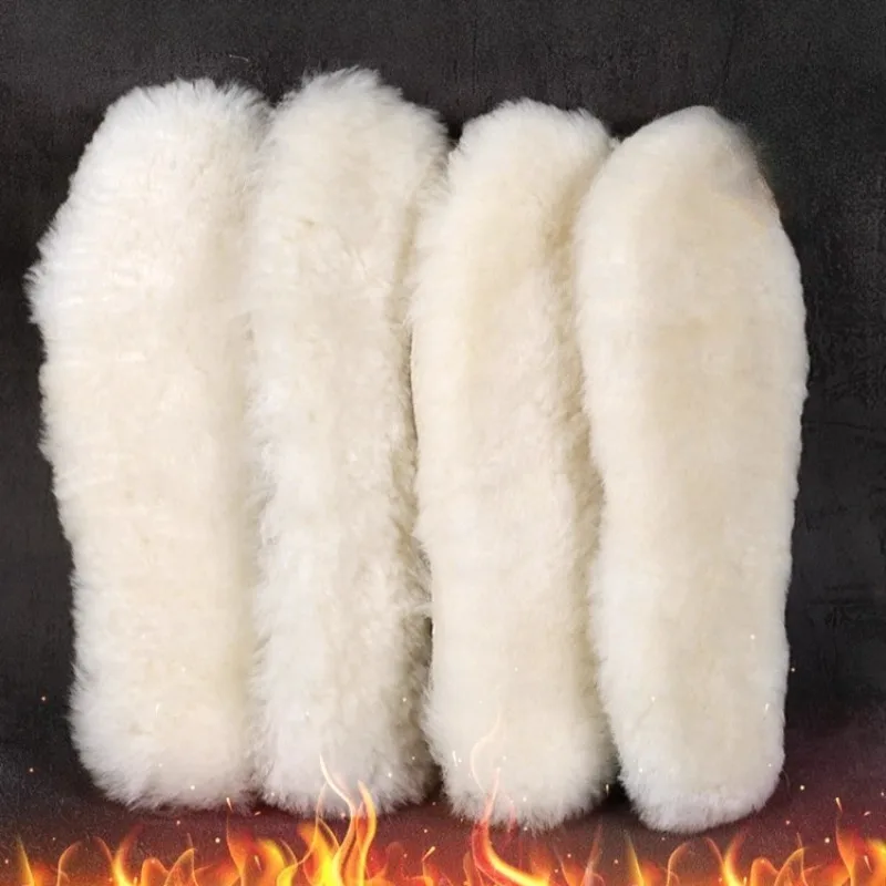Winter Warm Wool Insoles Thickened Thermal Men Women Snow Boots Anti-odor Fur Insoles