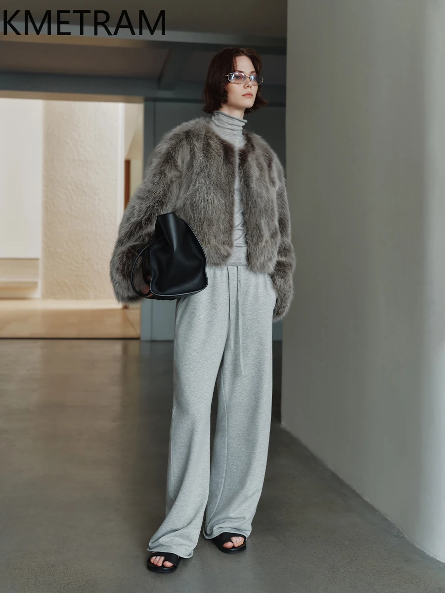 Abrigo de piel de zorro Natural de Finlandia para mujer, chaqueta corta de piel auténtica de alta calidad, nuevas chaquetas peludas, ropa de invierno para mujer, abrigos 2025