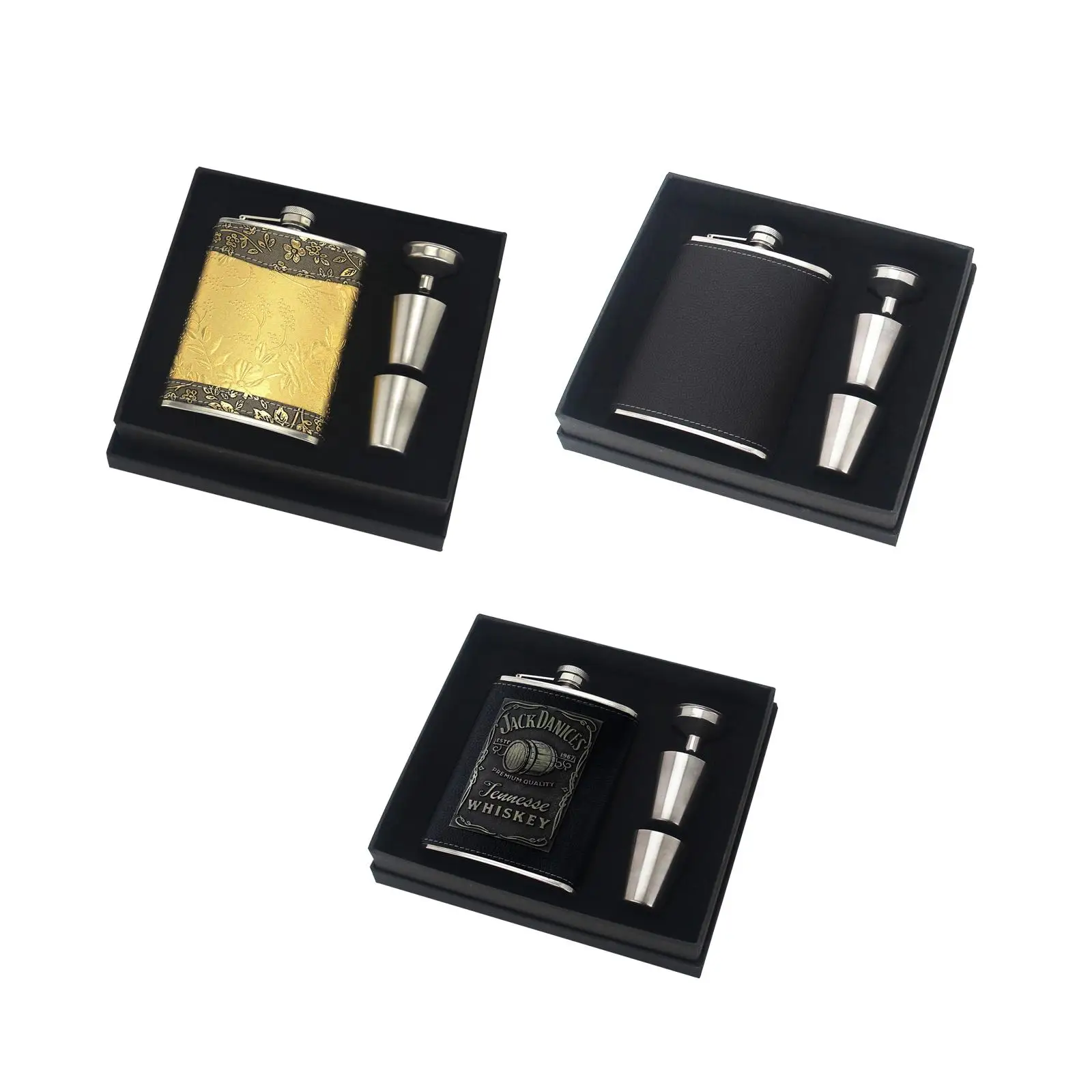 Hip Flasks Gift Set with Cover Leak Flask for Groomsman Hunting Bridesmaid