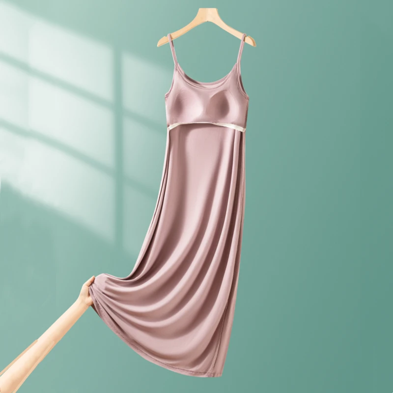 

Summer Lightweight Modal Sp Dr Women's Loose Strap Home Skirt Mid-Length Undergarment Dr Thin Model Base Skirt