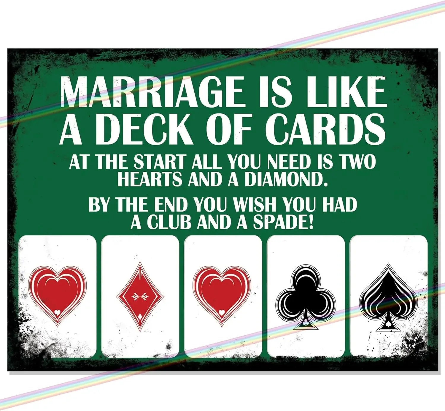 Marriage Is Like A Deck Of Cards Funny Metal Bar Sign Bar Accessories for Home Pub or Outdoor Garden Bar Wall Plaque