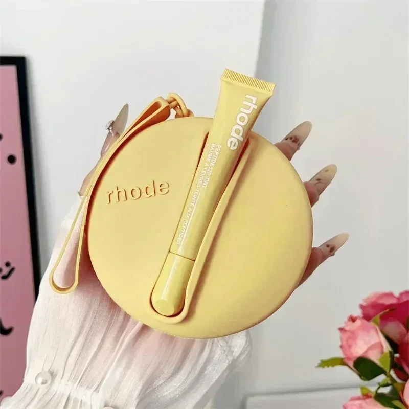 Portable Silicone Waterproof  Women's Makeup Bag with Box Convenient For Going Out Cute And Compact Round Bag with Lip Glosses