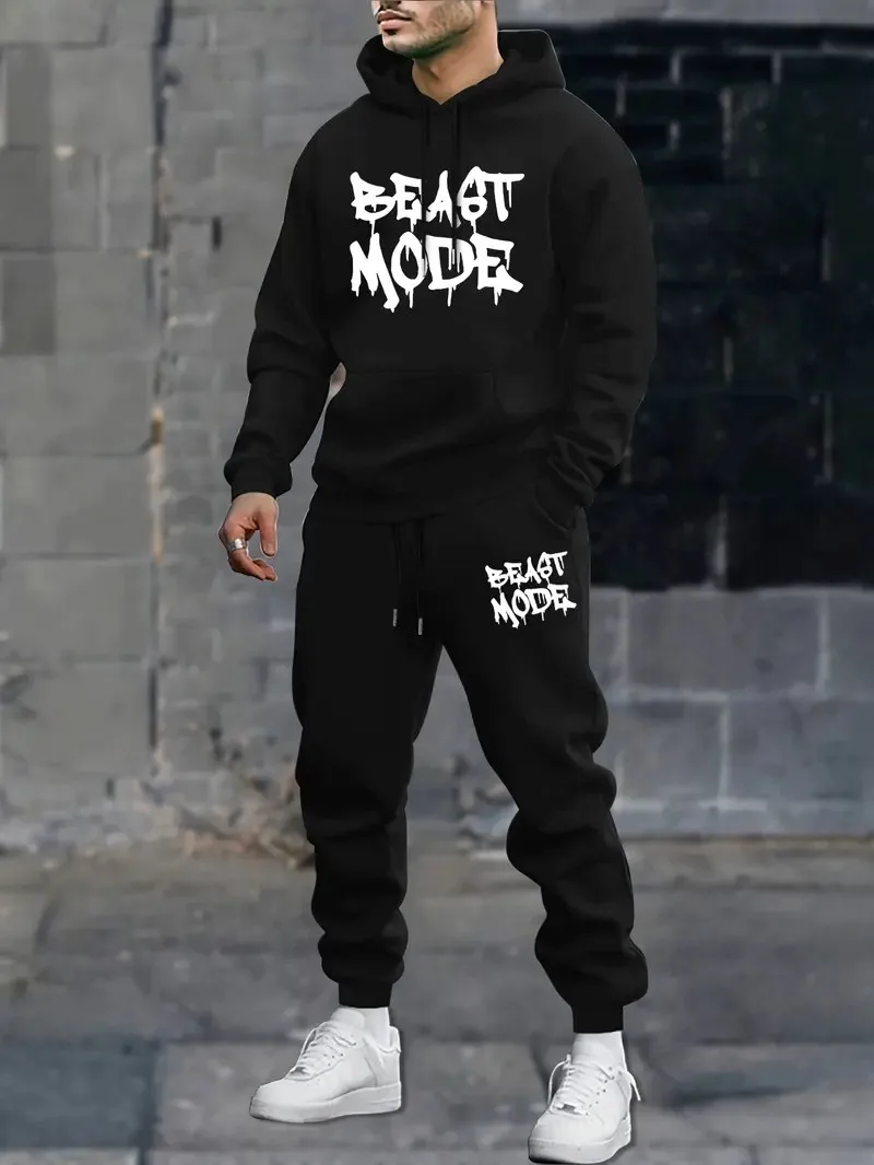 

The 2025 Spring and Autumn new men's hoodie set is a casual and fashionable streetwear collection with letter prints