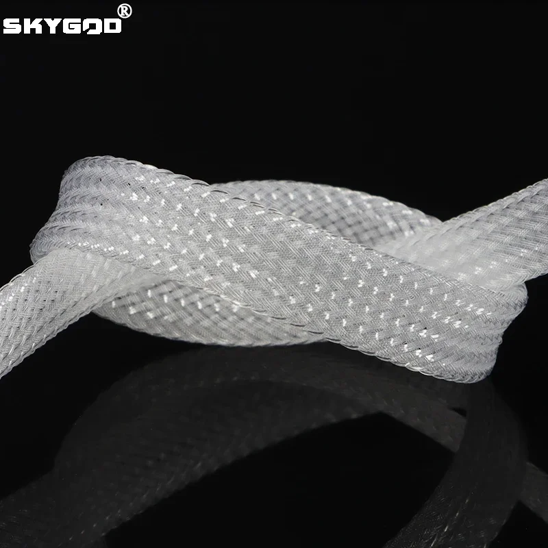 

1~50m PET Braid Sleeve Clear 2/4/6/8/10/12/16mm High Density Wire Protection Sleeving Snake Skin Wrap Sheath For Electric Cable