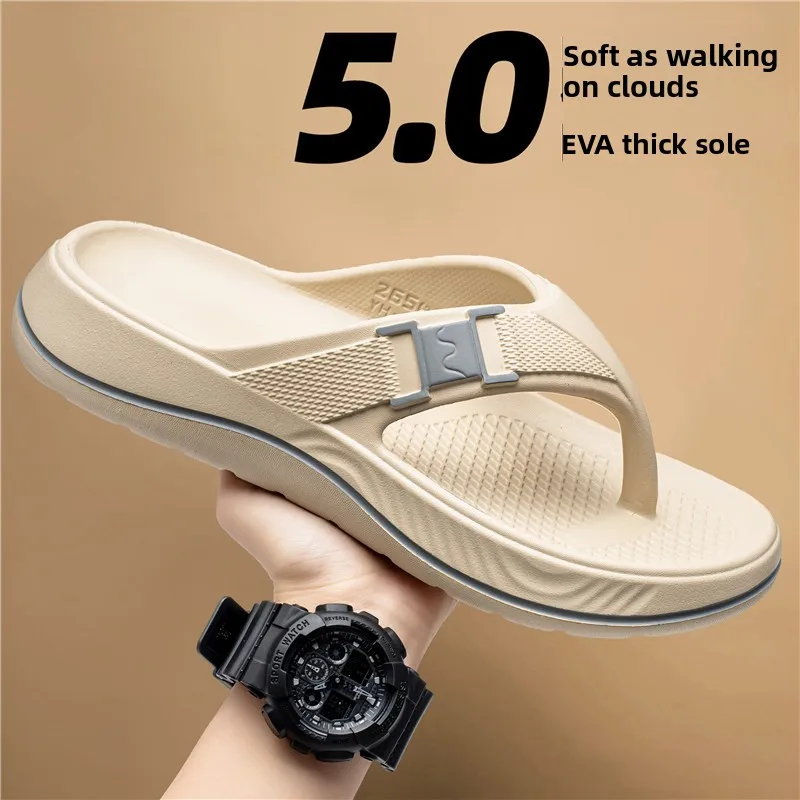 

Men's Casual Summer Thong Slippers Anti-Slip Beach Sandals Large Size Comfortable Wear-Ever EVA Material Thick Bottom