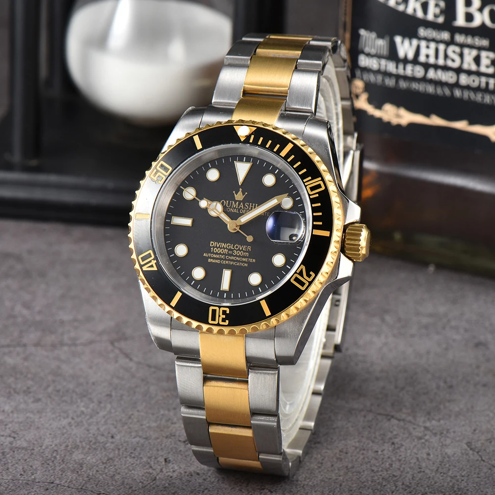 Golden 40mm Men Watch Retrofit Customized Dial Men\'s Luxury Automatic Machinery NH35 Movement Stainless Steel Waterproof Watch