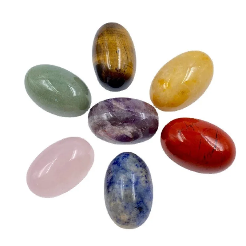 Egg Shaped Stones Natural Gemstone Hand Polished Craft Gifts  Room Ornament Healing Crystals Rose Quartz Agate boxes 30x20mm 