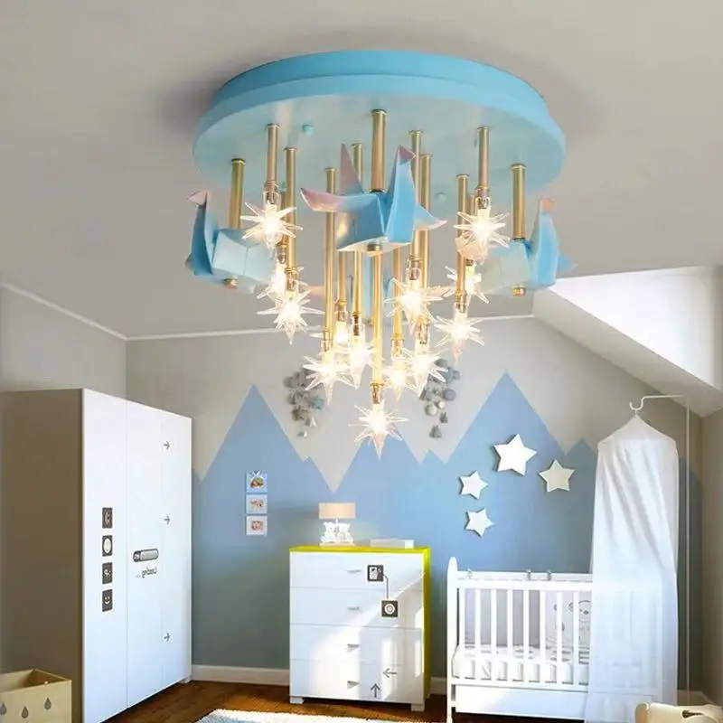 Nordic Modern Children\'s Room Ceiling Lamp Resin Stars Unicorn Led Chandelier Home Decor Indoor Bedroom Luces Para Habitacion