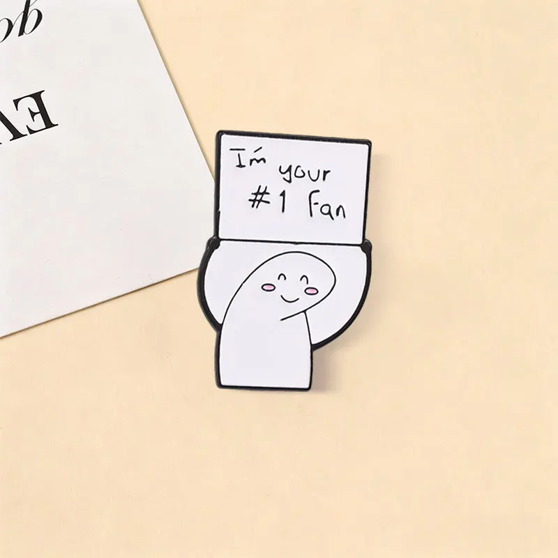 Ich bin dein # 1 Fan-Abzeichen „I'M FINE“ Emaille-Pins, Cartoon-Daumen-hoch, sarkastische Anstecknadeln, lustiges Accessoire, Geschenk für Kollegen – Detail 2