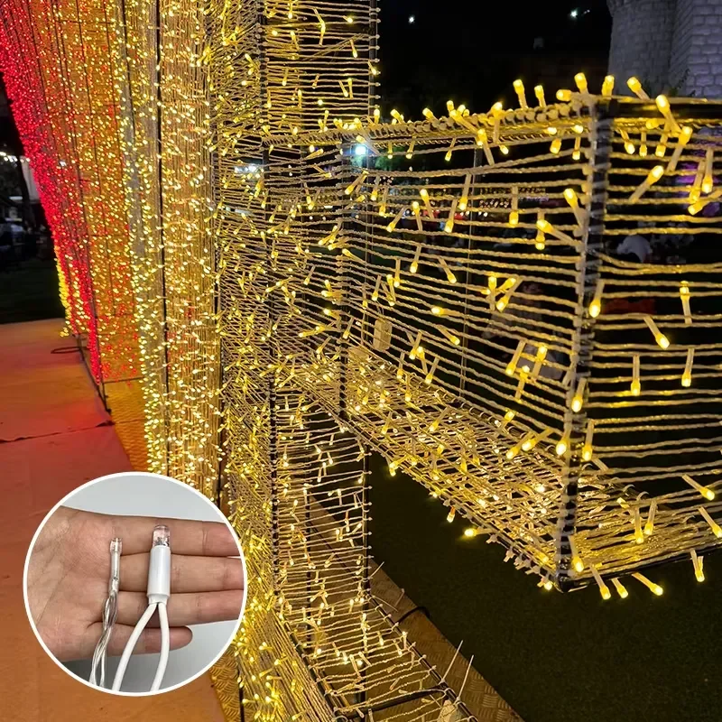 for 100M 1000LED Outdoor Christmas Tree Light 8 Mode Green Cable  String Light Waterproof Christmas Wedding Party