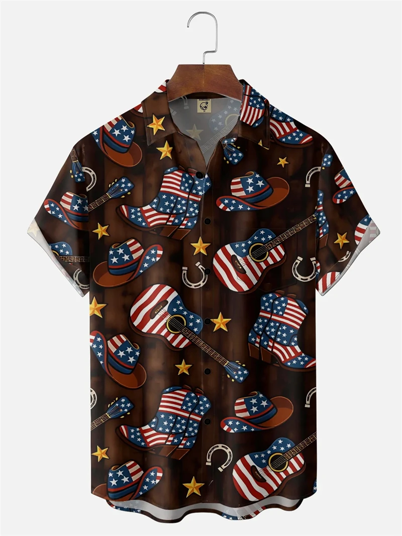 

Гавайская рубашка мужская, посвященная 250-летию США (1776-2026), с 3D-принтом американского флага, повседневная, с коротким рукавом, на пуговицах, летняя.