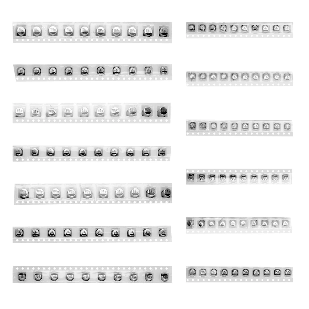 130Pcs Aluminum Electrolytic Capacitors Sample Set 4.7UF-220UF Aluminum Electrolytic Capacitors with 13 Value for DIY Projects