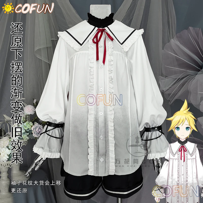 

COFUN Game Project Sekai Rin/ Len Cosplay Costume Halloween Party Outfit Women Anime Black Shirt Baby-neck Blouse Short