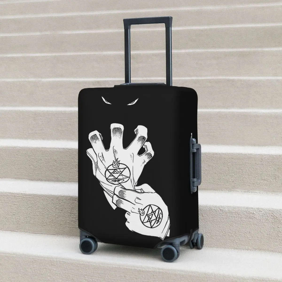 

Цельнометаллический алхимик Рой Мустанг Злой с перчатками, защитный чехол для чемодана, эластичные защитные чехлы для багажа 18-32 дюймов