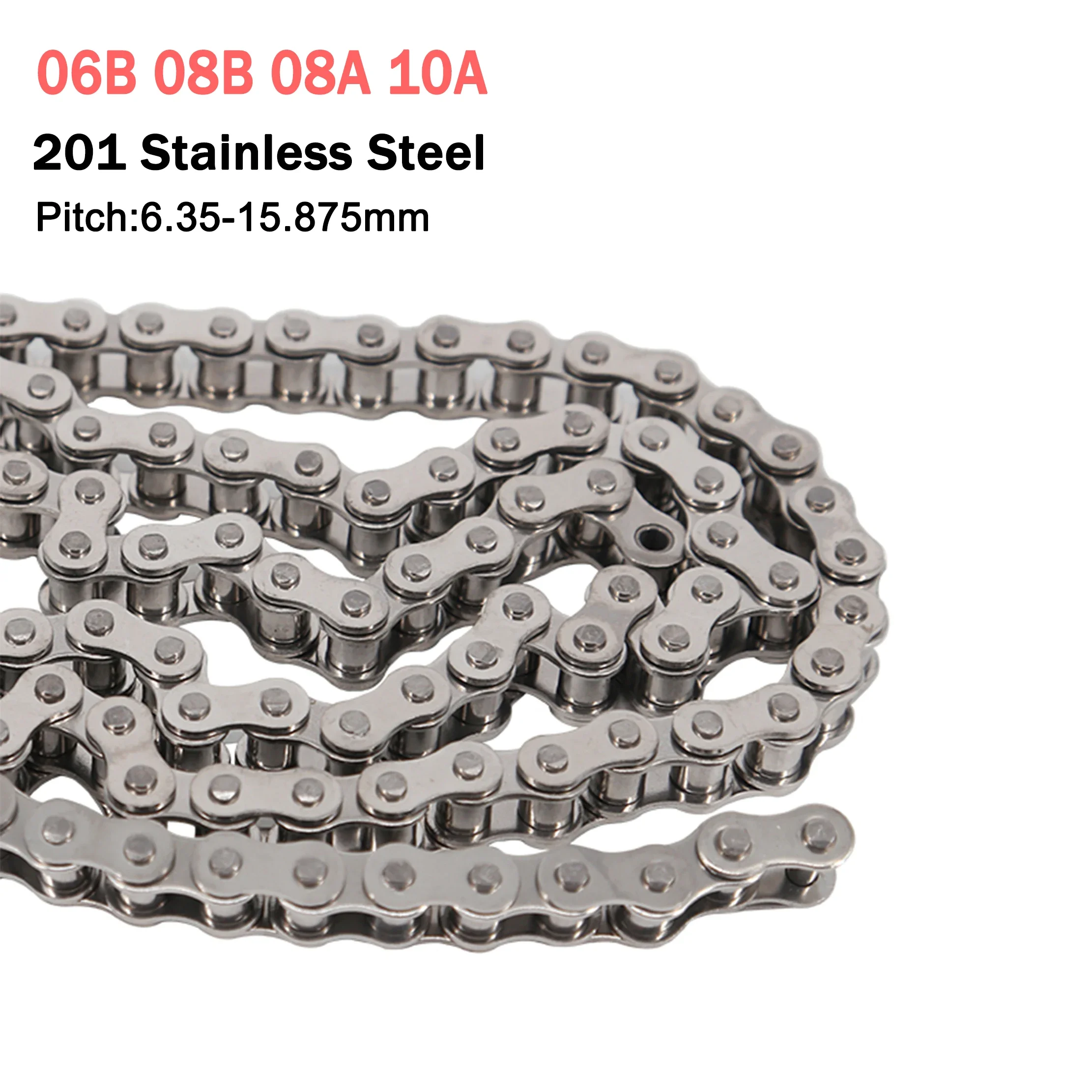 

1.524Meter 06B/08A/08B/10A Single Row Industrial Chain 201 Stainless Steel Short Pitch Roller Chain for Transmission