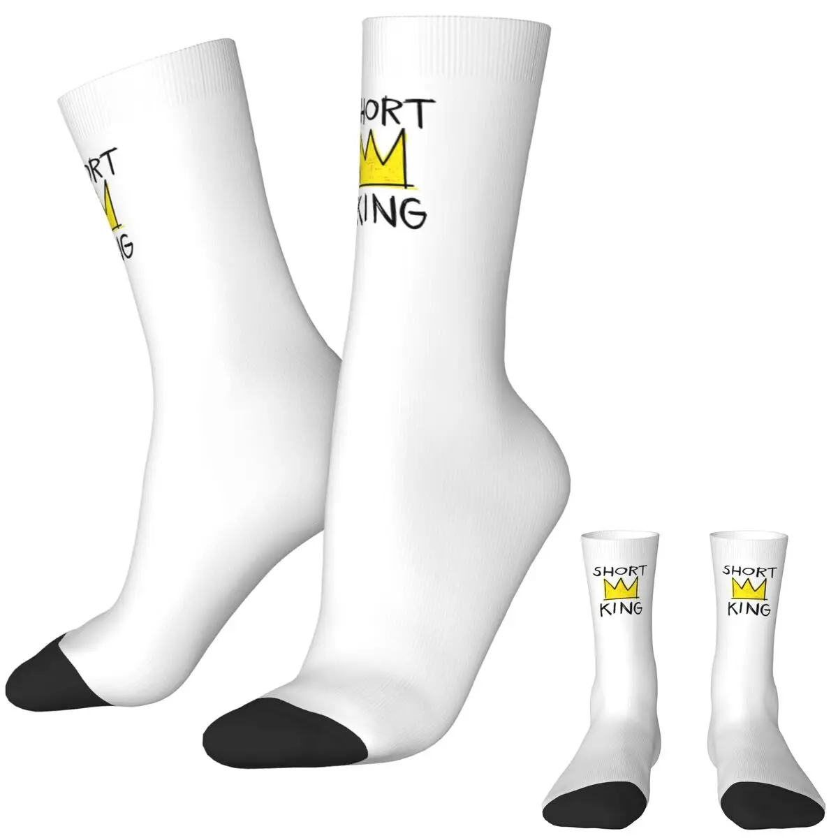 Short King With Grafitti Crown And Writing Stockings Pattern Trendy Socks Spring Anti Slip Socks Men Cycling Comfortable Socks