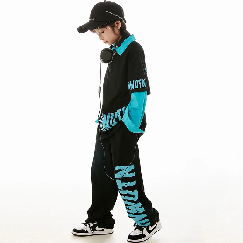 Nieuwe Jongens Streetdance Hiphop Kleding Losse Tops Broek Lange Mouwen Meisjes Jazz Danskleding Moderne Performance Outfits Bl11805