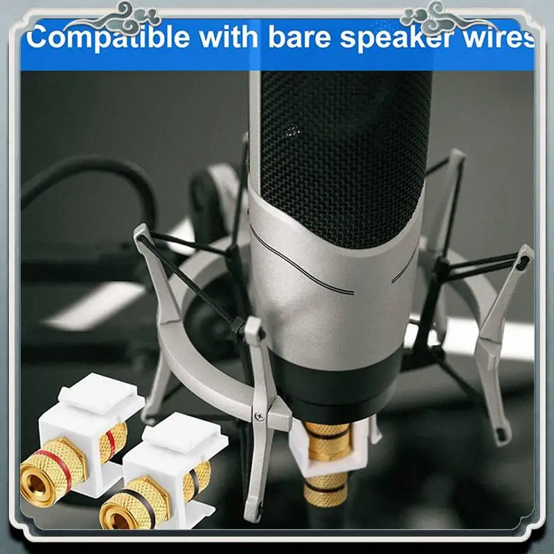 ABIJ-24 Pieces Banana Jack Binding Post Keystone Jack Insert, Black And Red Rings Audio Speaker Keystone Connector Screw Type