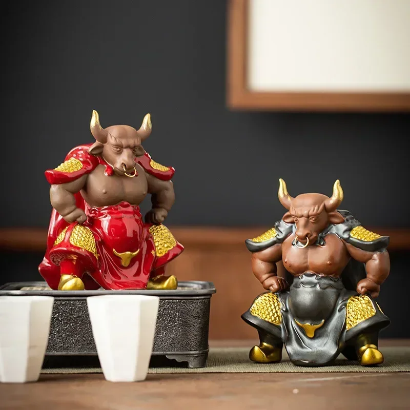 Ceramics Bull Demon King Statue,TV character Model，Ceramic handmade ，Home living room tea room domineering decorations best gift